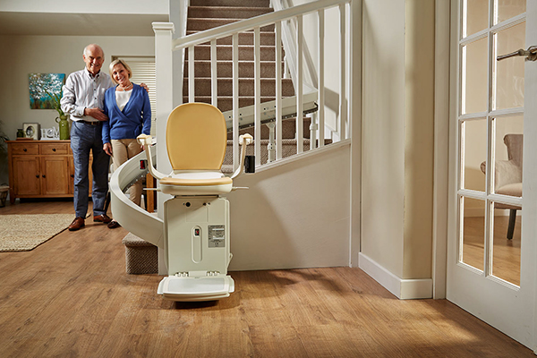 Woman on outdoor stairlift